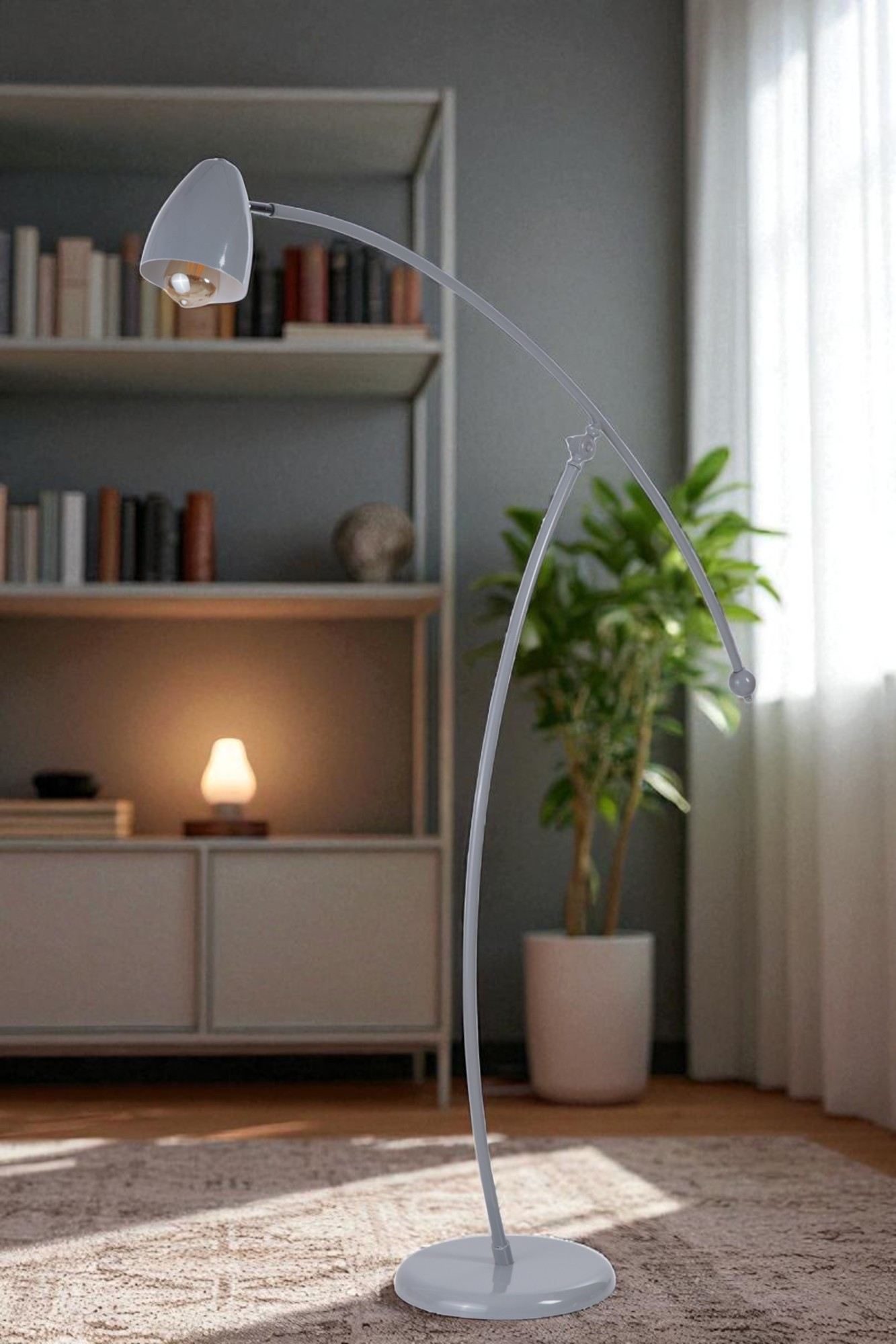 Candeeiro de Pé – 155 cm de Altura – Cinza – Metal