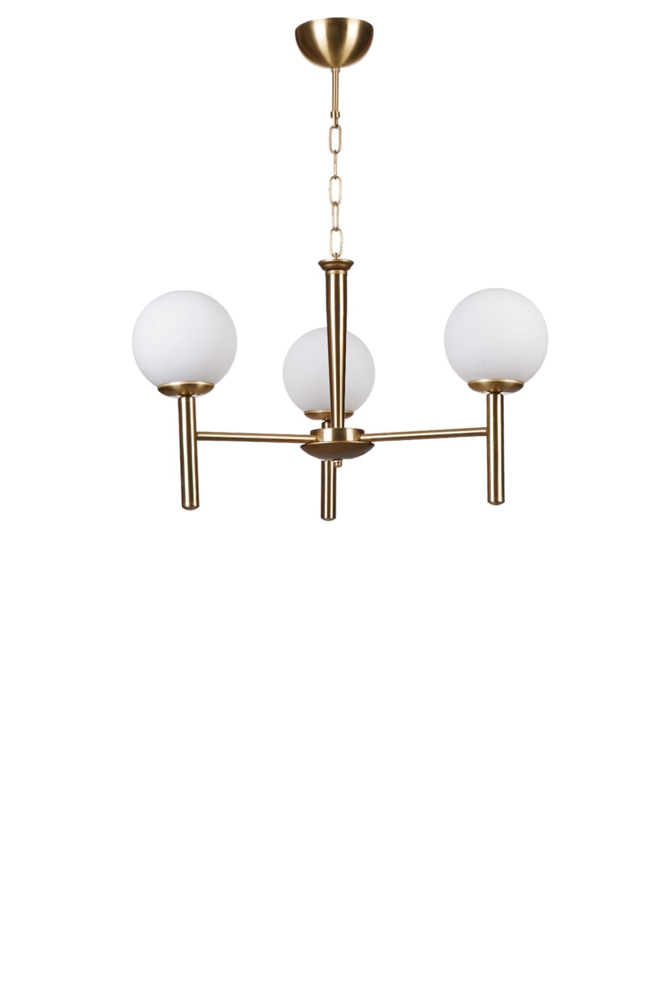 Candeeiro de Teto – 70 cm – Branco e Dourado – Metal e Vidro