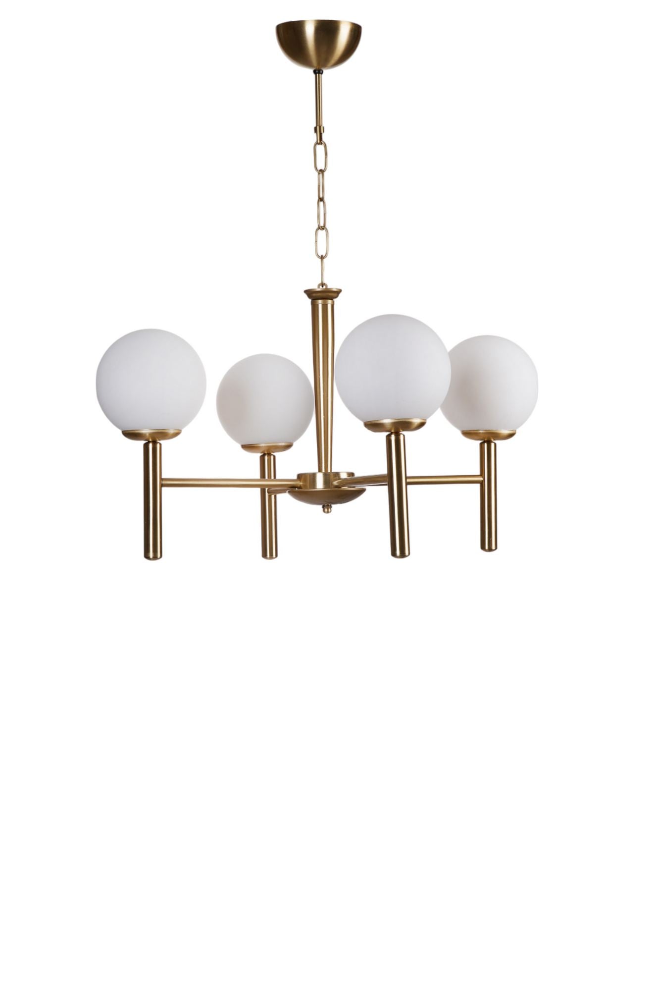 Candeeiro de Teto – Ø15 h:15 cm – Branco e Dourado – Metal e Vidro