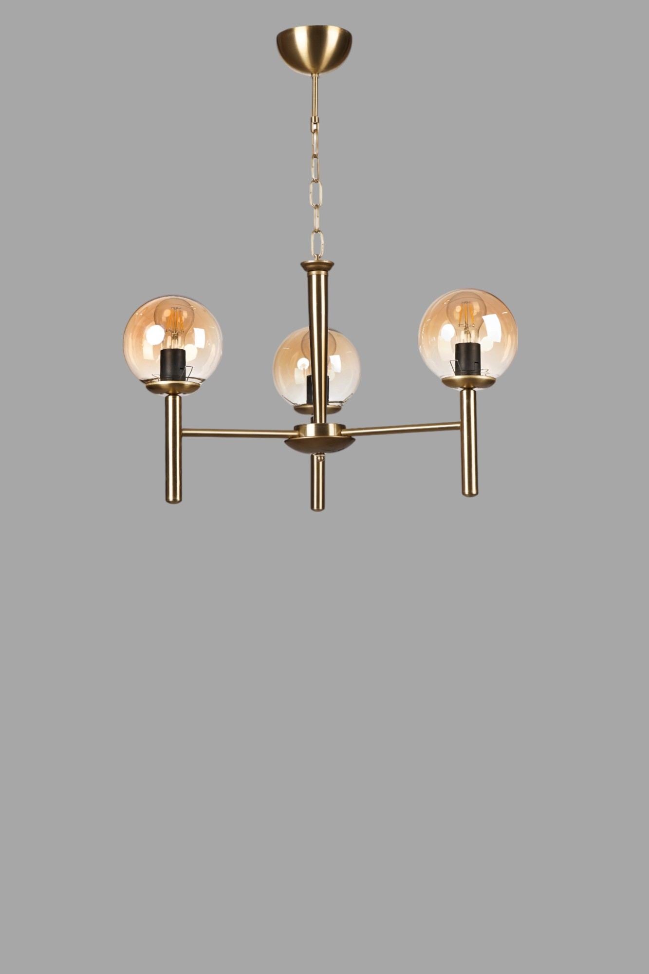 Candeeiro de Teto – 70 cm – Mel e Ouro – Metal e vidro