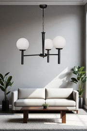 Candeeiro de Teto – 70 cm – Branco e Preto – Metal e Vidro