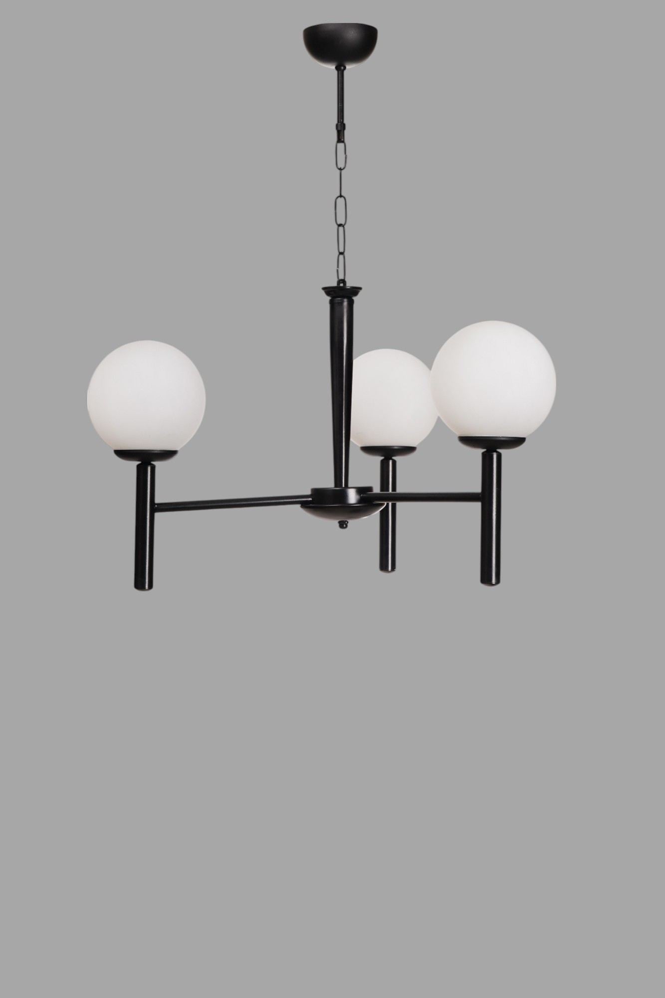 Candeeiro de Teto – 70 cm – Branco e Preto – Metal e Vidro