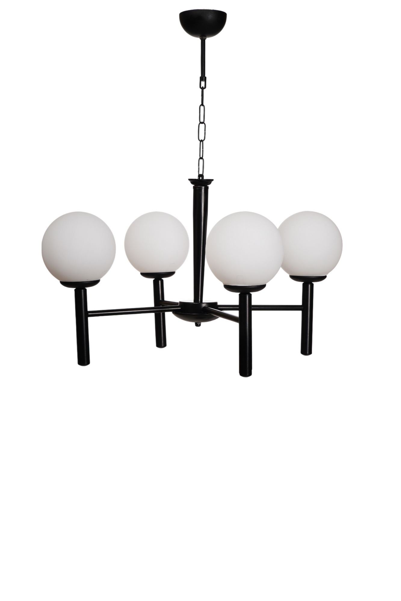 Candeeiro de Teto – 75 cm – Branco e Preto – Metal e Vidro