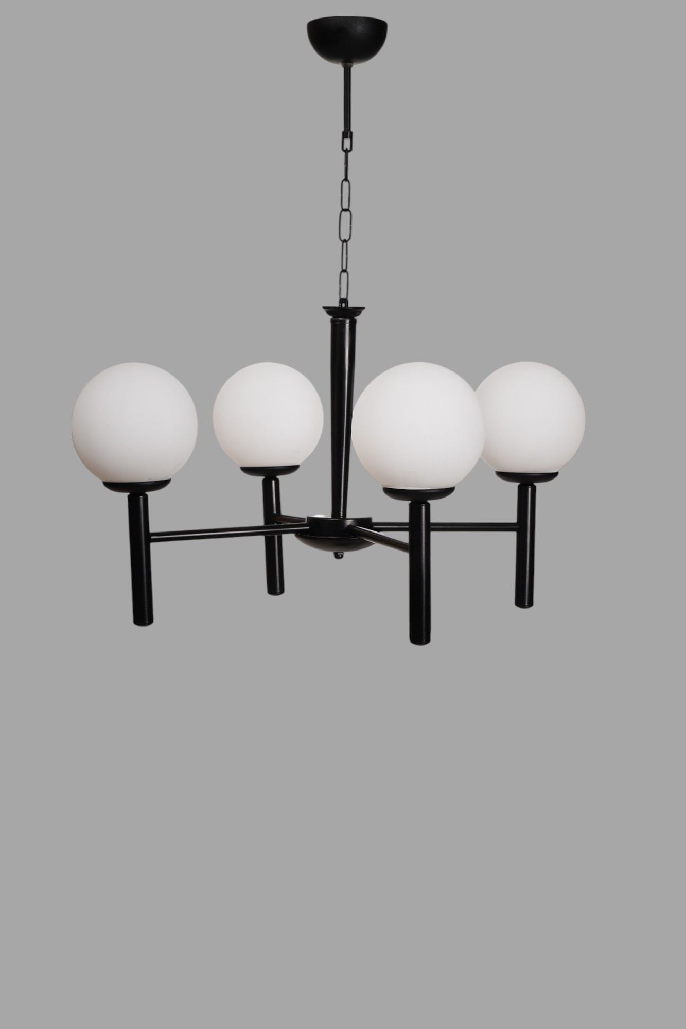 Candeeiro de Teto – 75 cm – Branco e Preto – Metal e Vidro