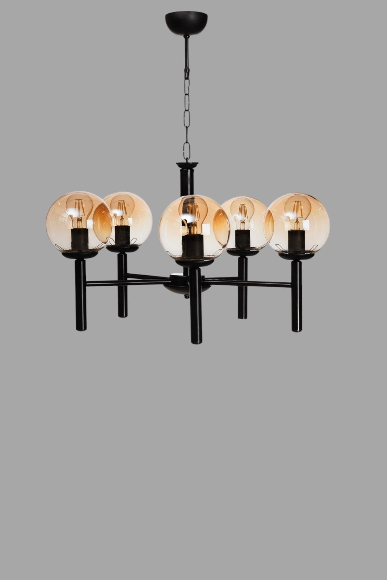 Candeeiro de Teto – Ø15 h:15 cm – Mel e Preto – Metal e Vidro