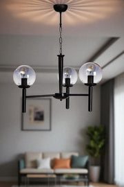 Candeeiro de Teto – 70 cm – Cinza e Preto – Metal e Vidro