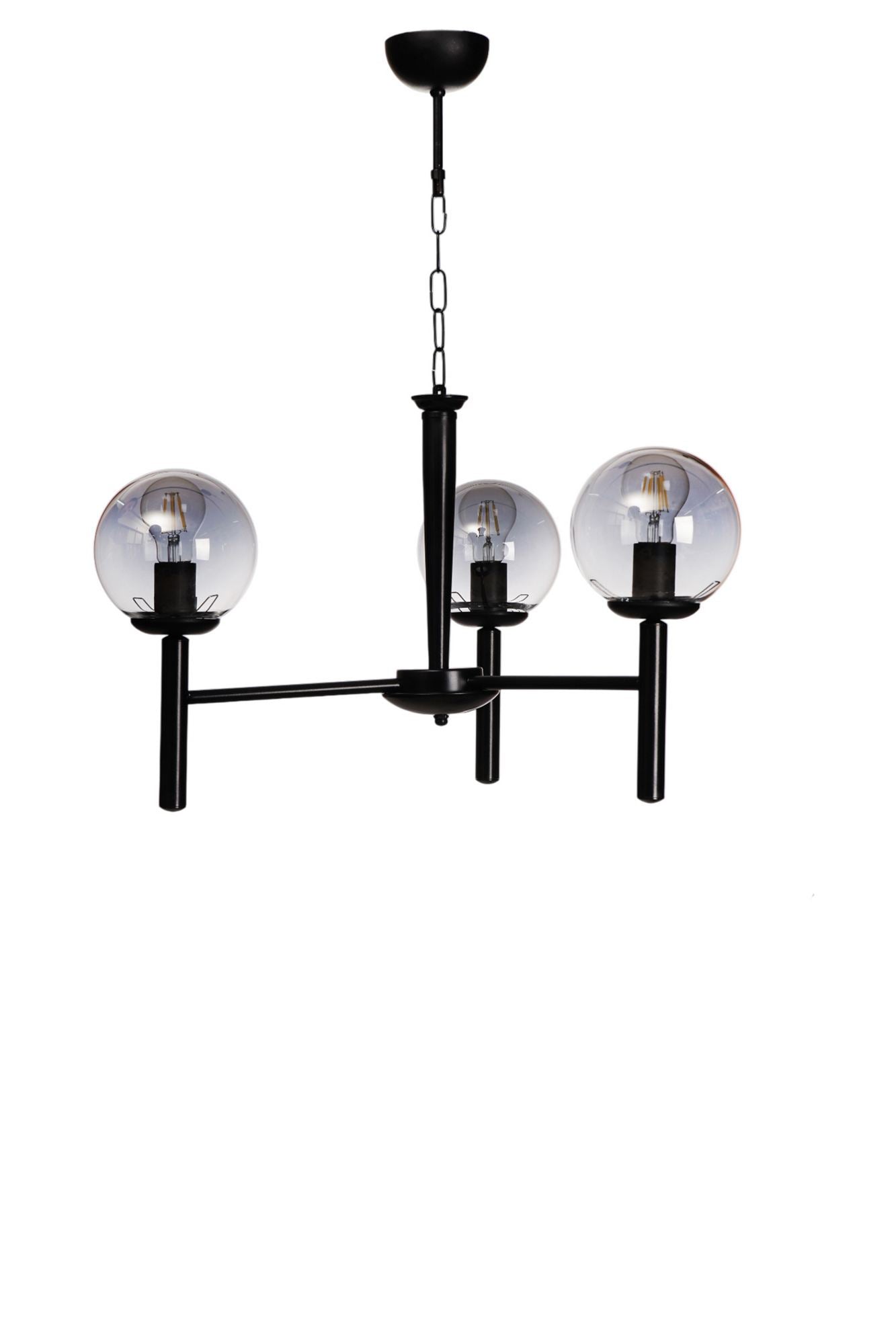 Candeeiro de Teto – 70 cm – Cinza e Preto – Metal e Vidro