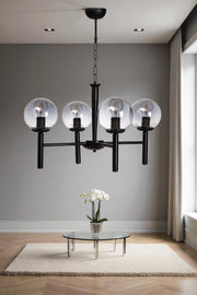 Candeeiro de Teto – 75 cm – Cinza e Preto – Metal e Vidro