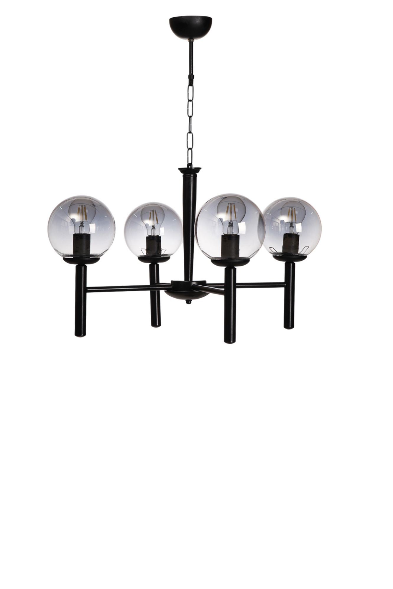 Candeeiro de Teto – 75 cm – Cinza e Preto – Metal e Vidro