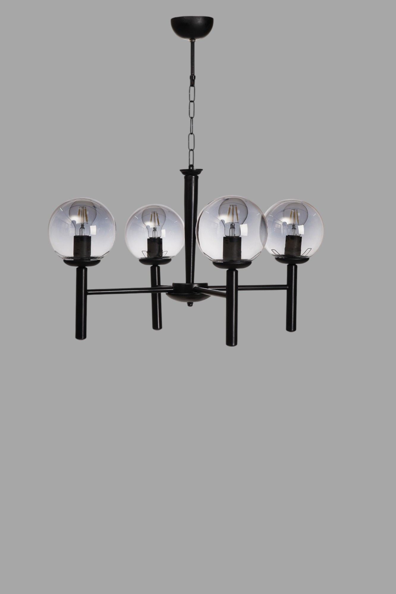 Candeeiro de Teto – 75 cm – Cinza e Preto – Metal e Vidro