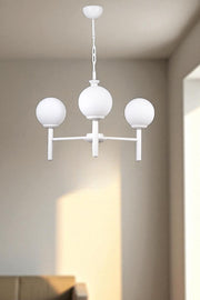 Candeeiro de Teto – 70 cm – Branco – Metal e Vidro