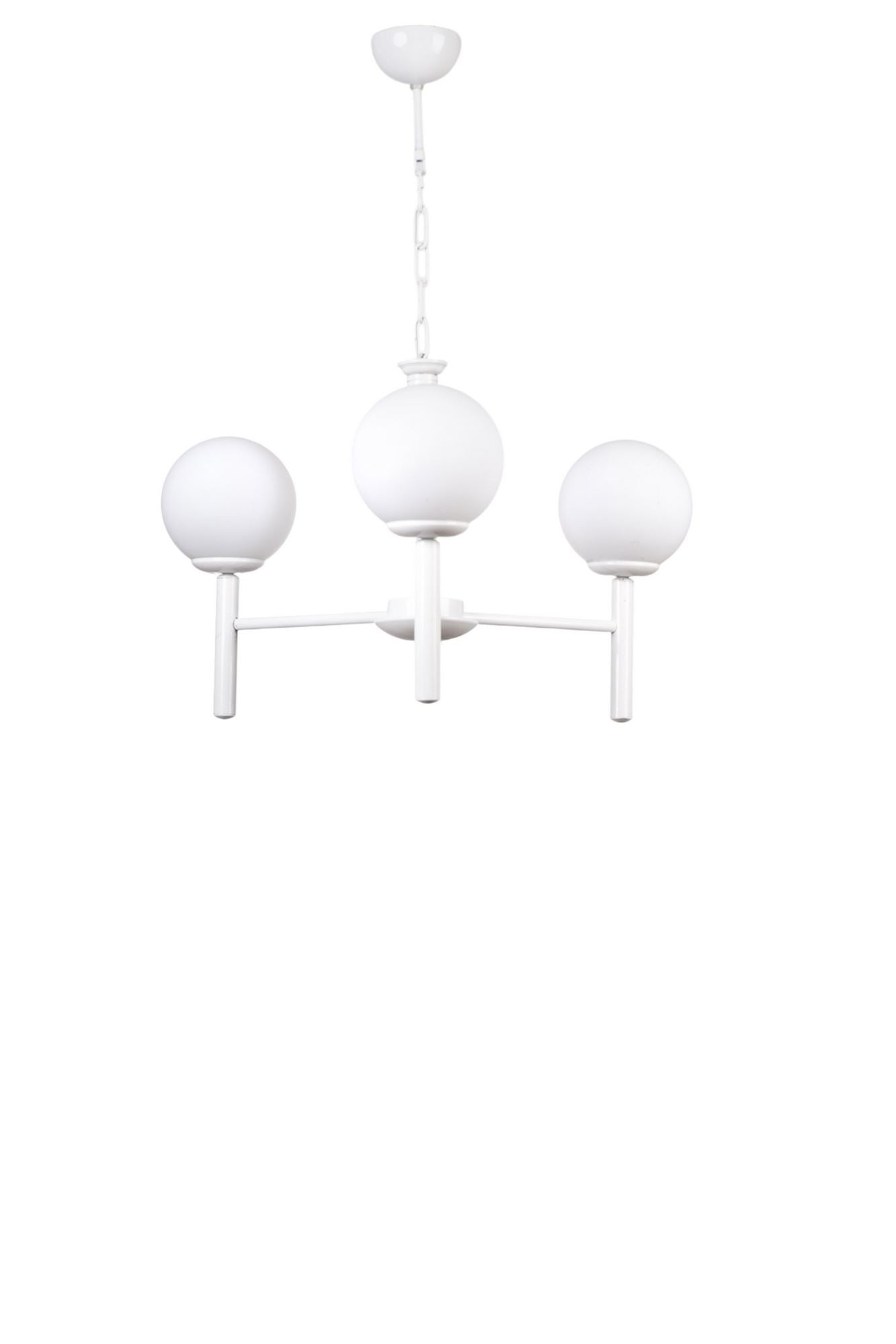 Candeeiro de Teto – 70 cm – Branco – Metal e Vidro