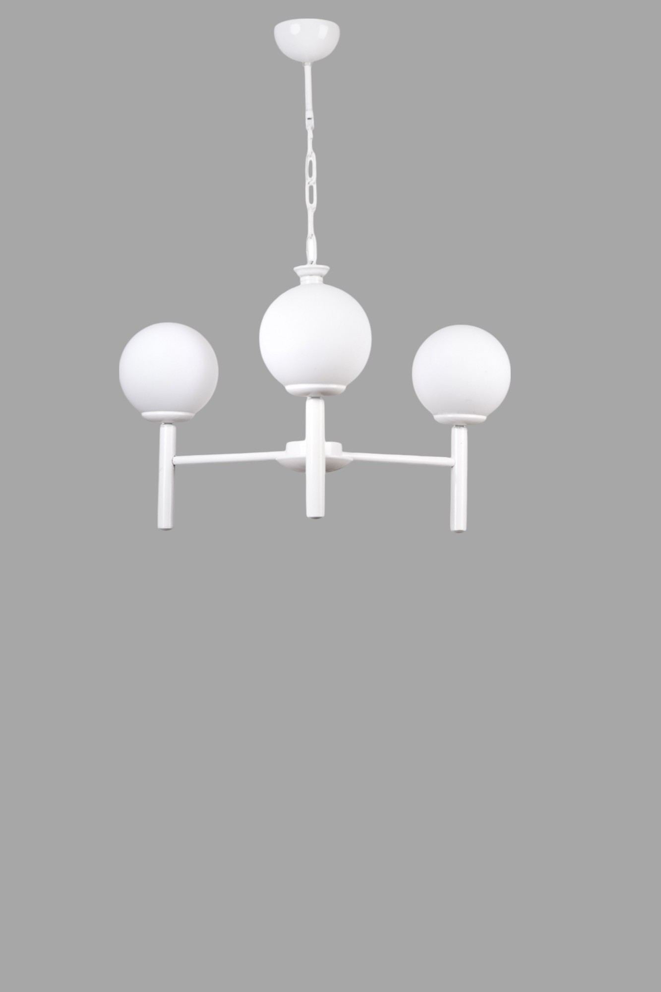 Candeeiro de Teto – 70 cm – Branco – Metal e Vidro