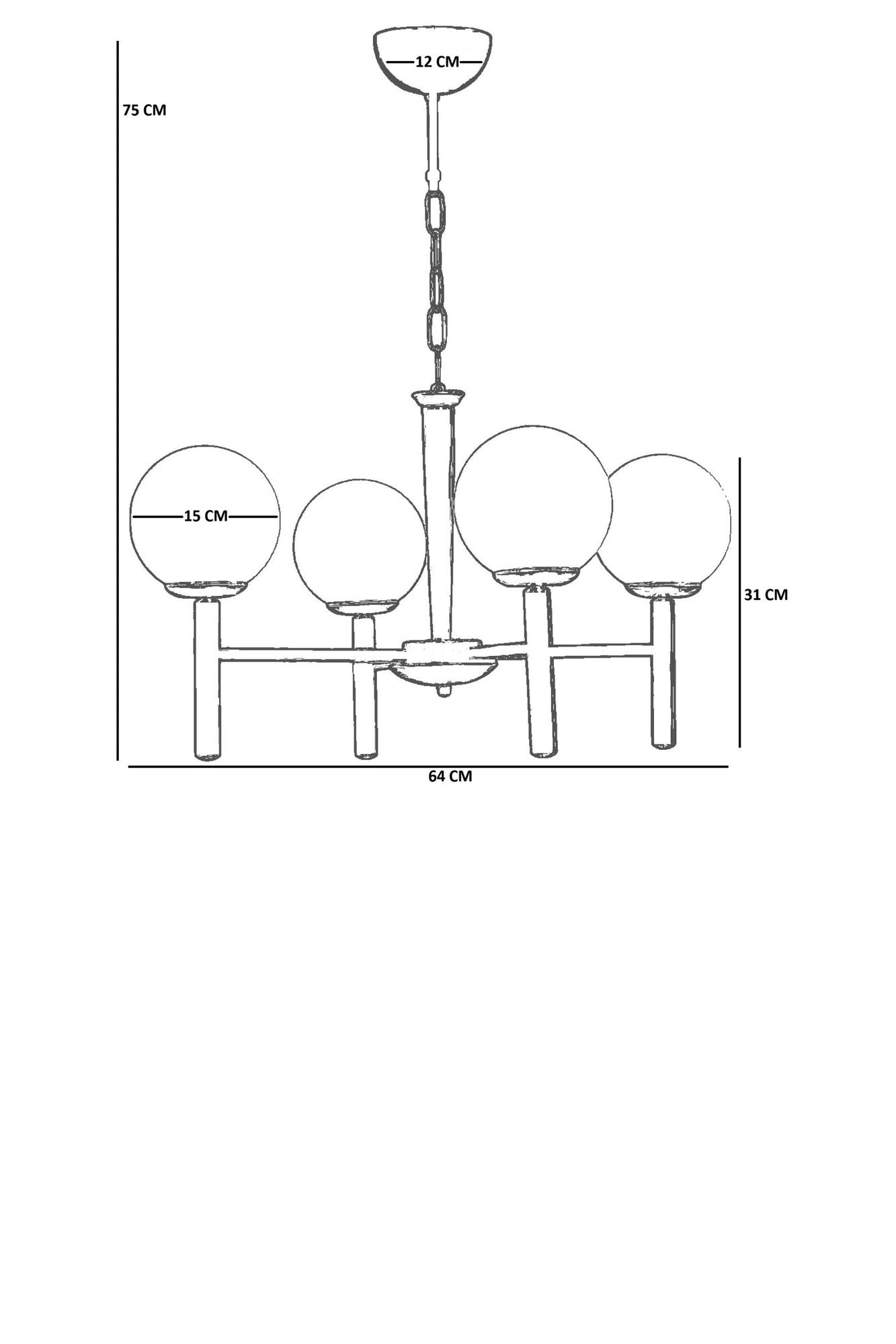 Candeeiro de Teto – Ø15 h:15 cm – Branco – Metal e Vidro