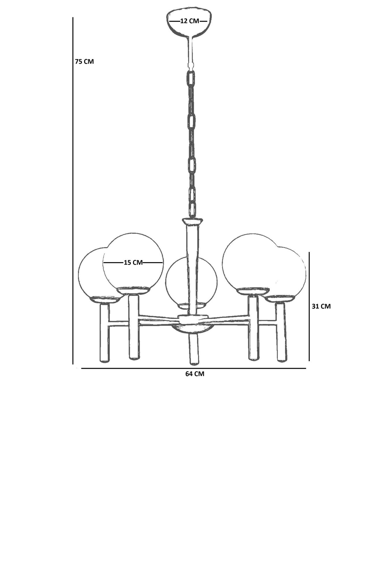 Candeeiro de Teto – 75 cm – Branco – Metal e Vidro