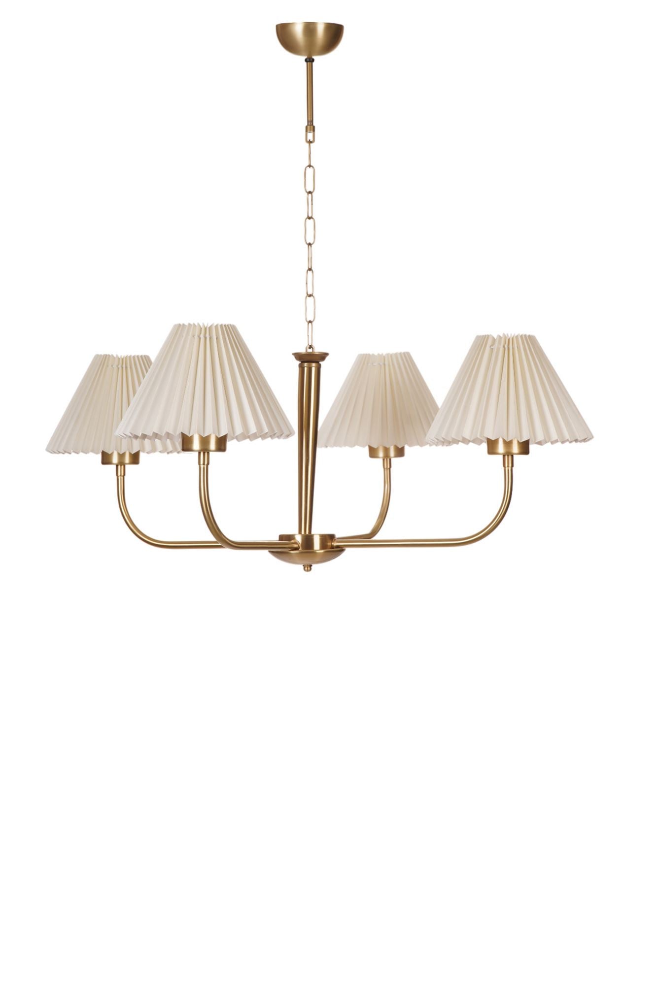 Candeeiro de Teto – 80 cm – Creme e Dourado – Metal e PVC