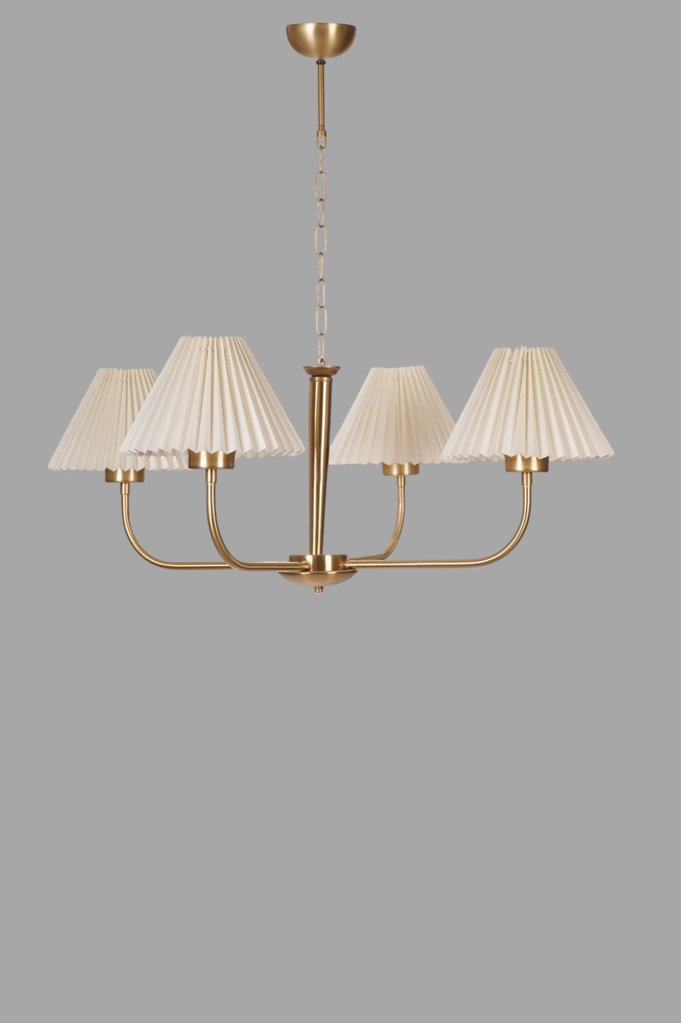 Candeeiro de Teto – 80 cm – Creme e Dourado – Metal e PVC