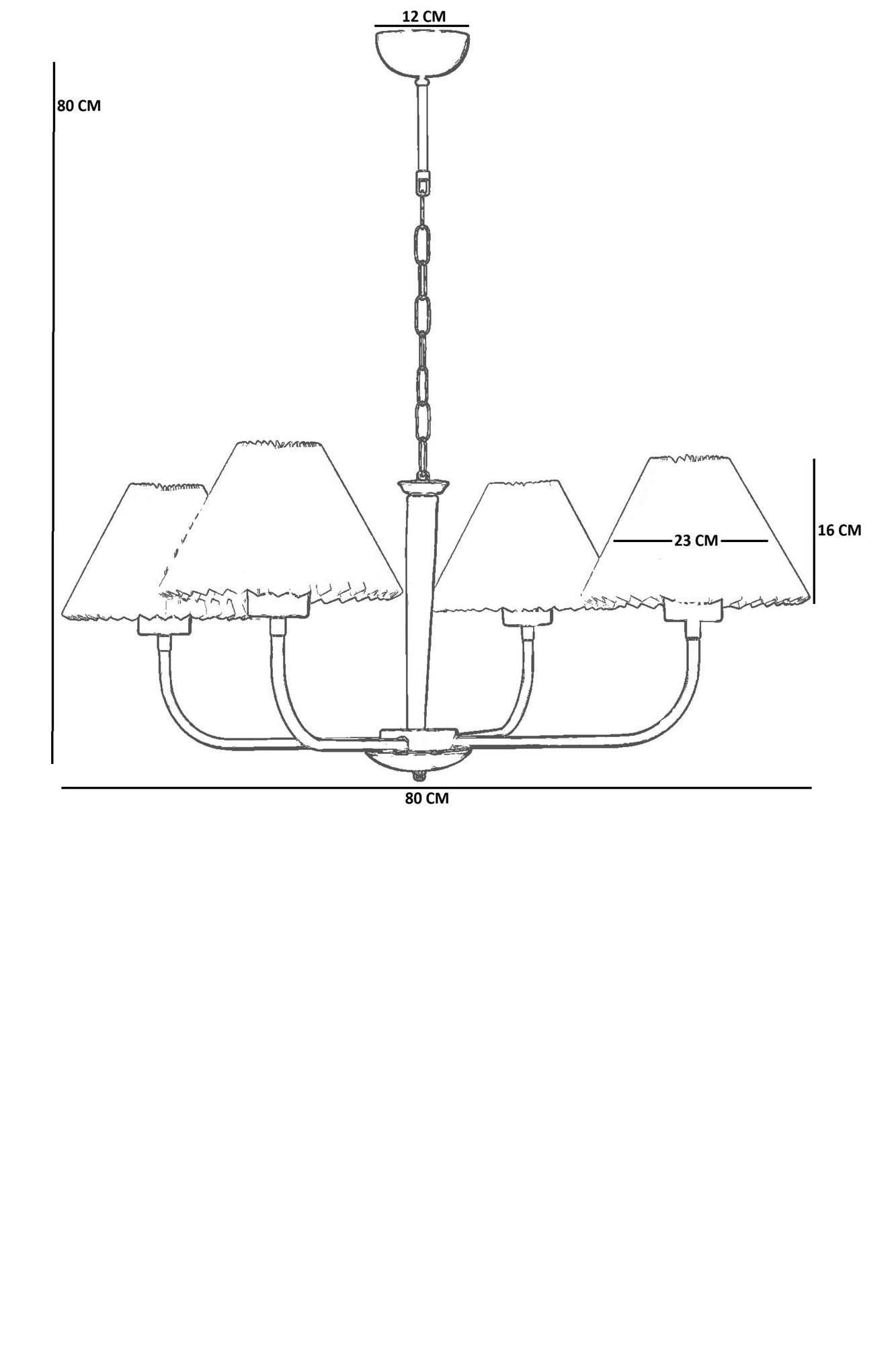 Candeeiro de Teto – 80 cm – Creme e Dourado – Metal e PVC