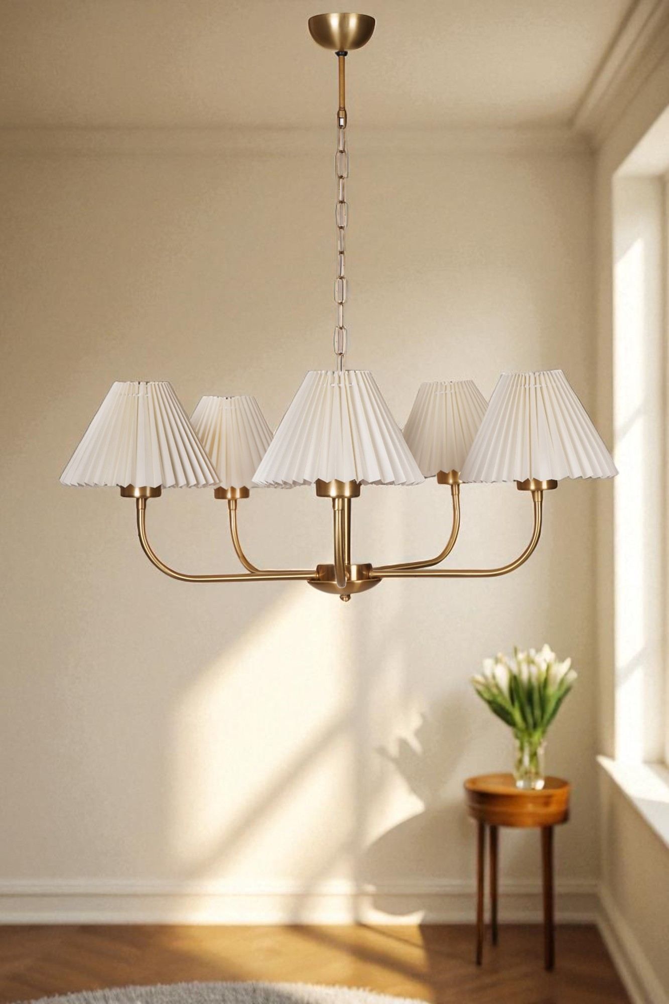 Candeeiro de Teto – Ø23 h:16 cm – Creme e Dourado – Metal e PVC