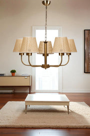 Candeeiro de Teto – Ø9-16 h:16 cm – Bege e Dourado – Metálico com Capa de PVC