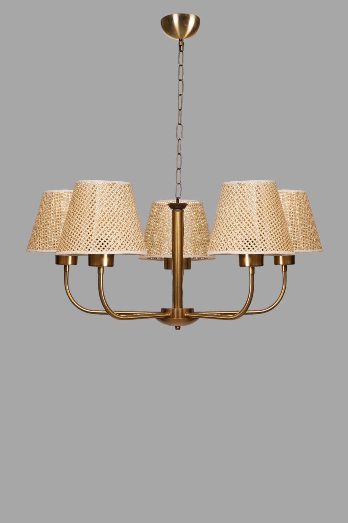 Candeeiro de Teto – Ø9-16 h:16 cm – Bege e Dourado – Metálico com Capa de PVC