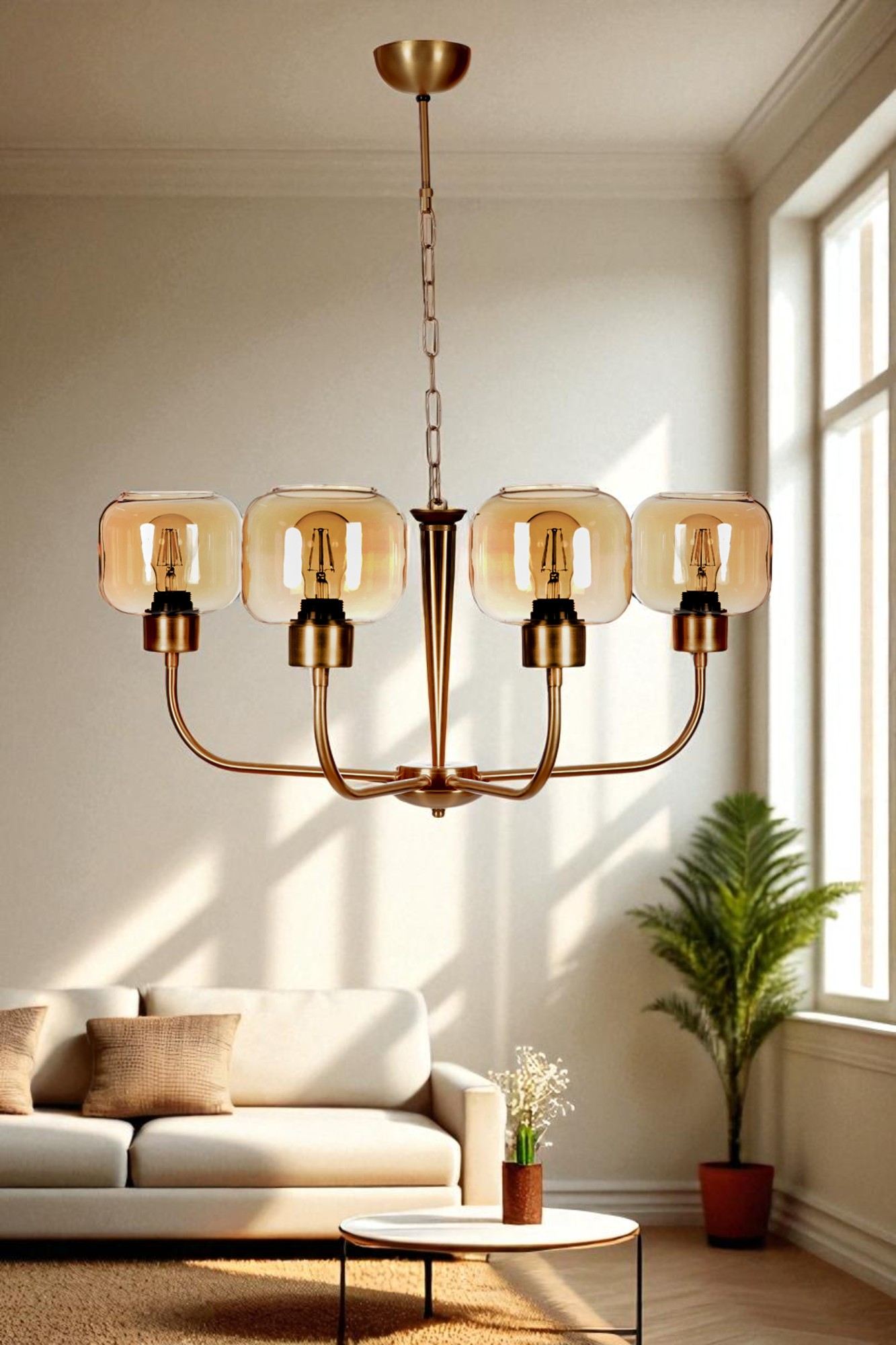 Candeeiro de Teto – Ø15 h:13 cm – Mel e Ouro – Metal e Vidro