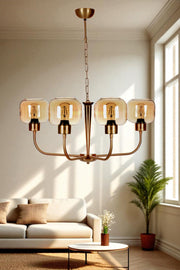 Candeeiro de Teto – Ø15 h:13 cm – Mel e Ouro – Metal e Vidro