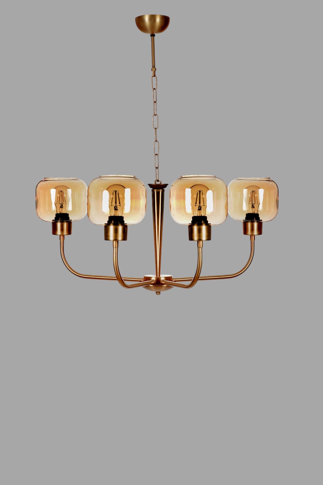 Candeeiro de Teto – Ø15 h:13 cm – Mel e Ouro – Metal e Vidro