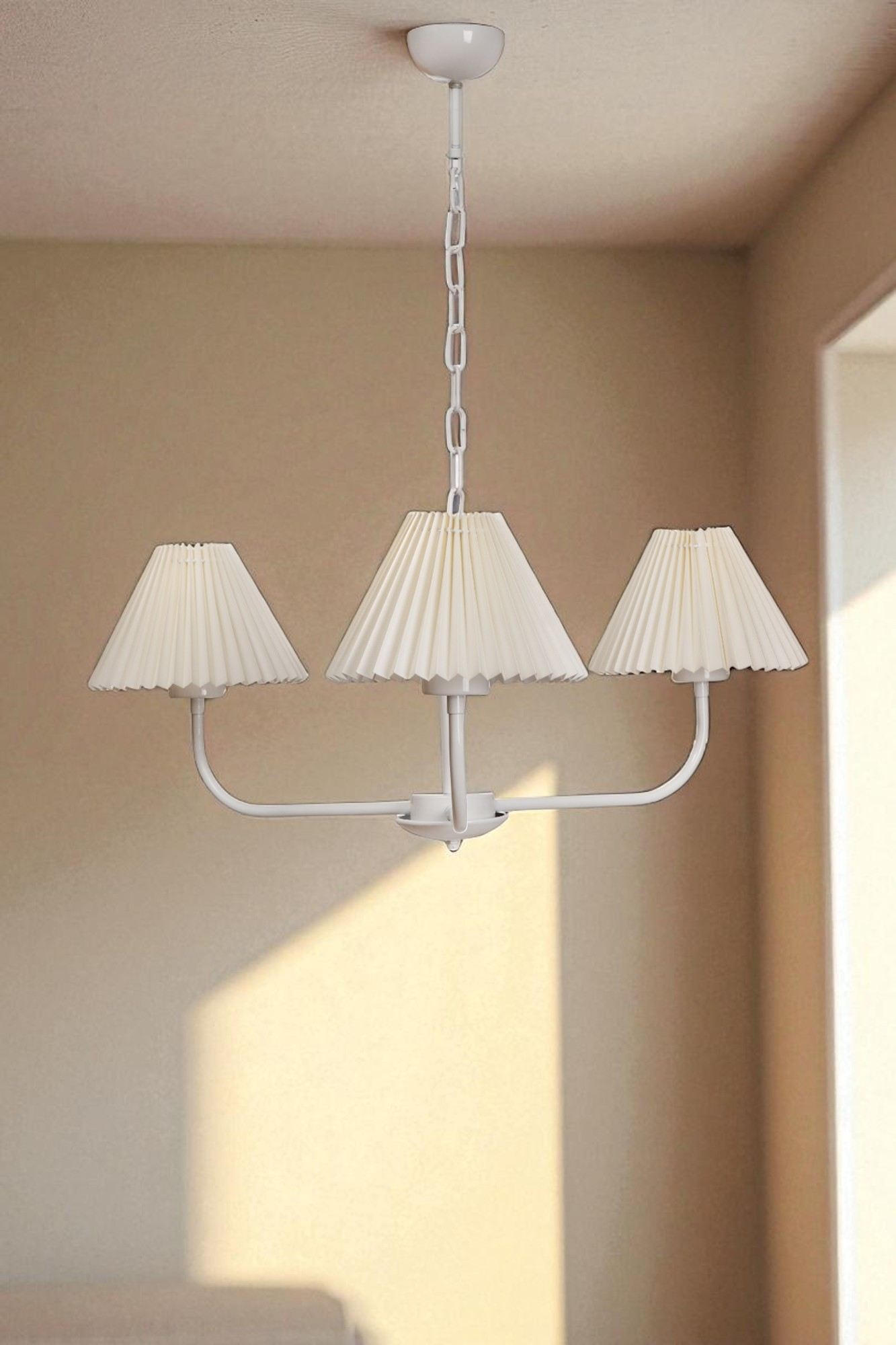 Candeeiro de Teto – 80 cm – Creme e Branco – Metal e PVC