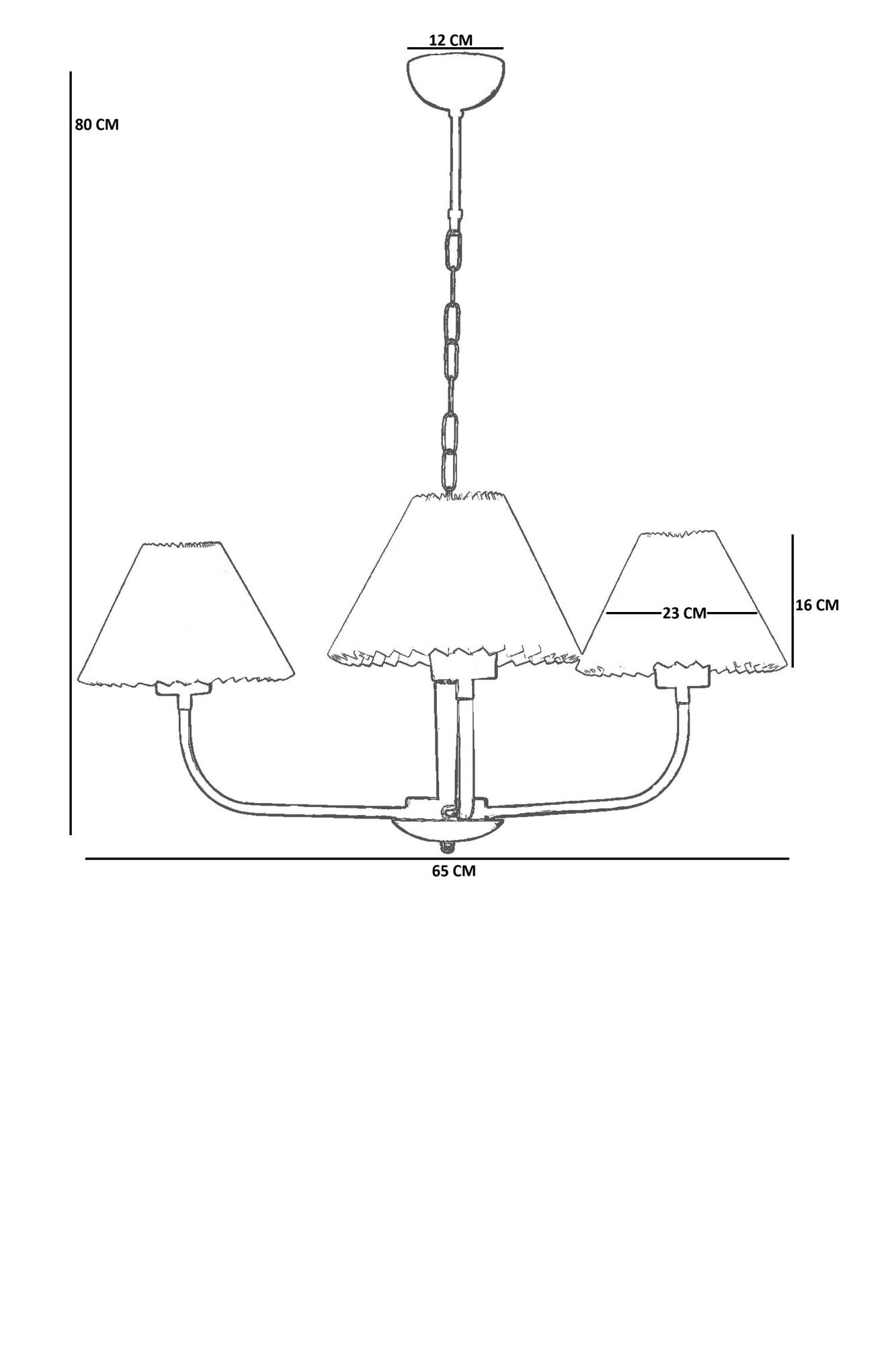 Candeeiro de Teto – 80 cm – Creme e Branco – Metal e PVC