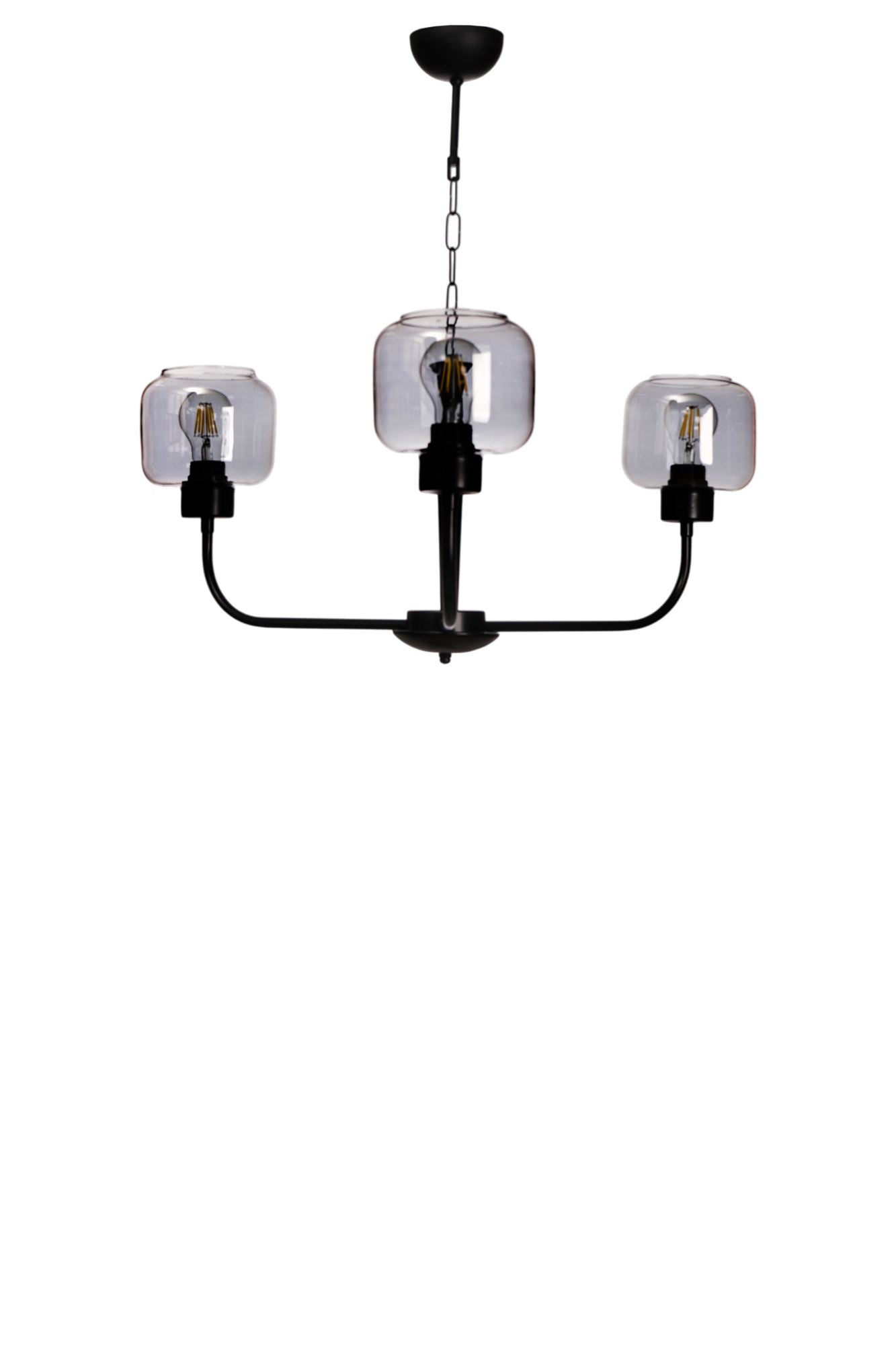 Candeeiro de Teto - 78 cm - Cinza e Preto - Metal e Vidro