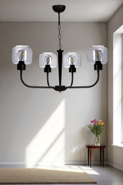 Candeeiro de Teto - 78 cm - Cinza e Preto - Metal e Vidro