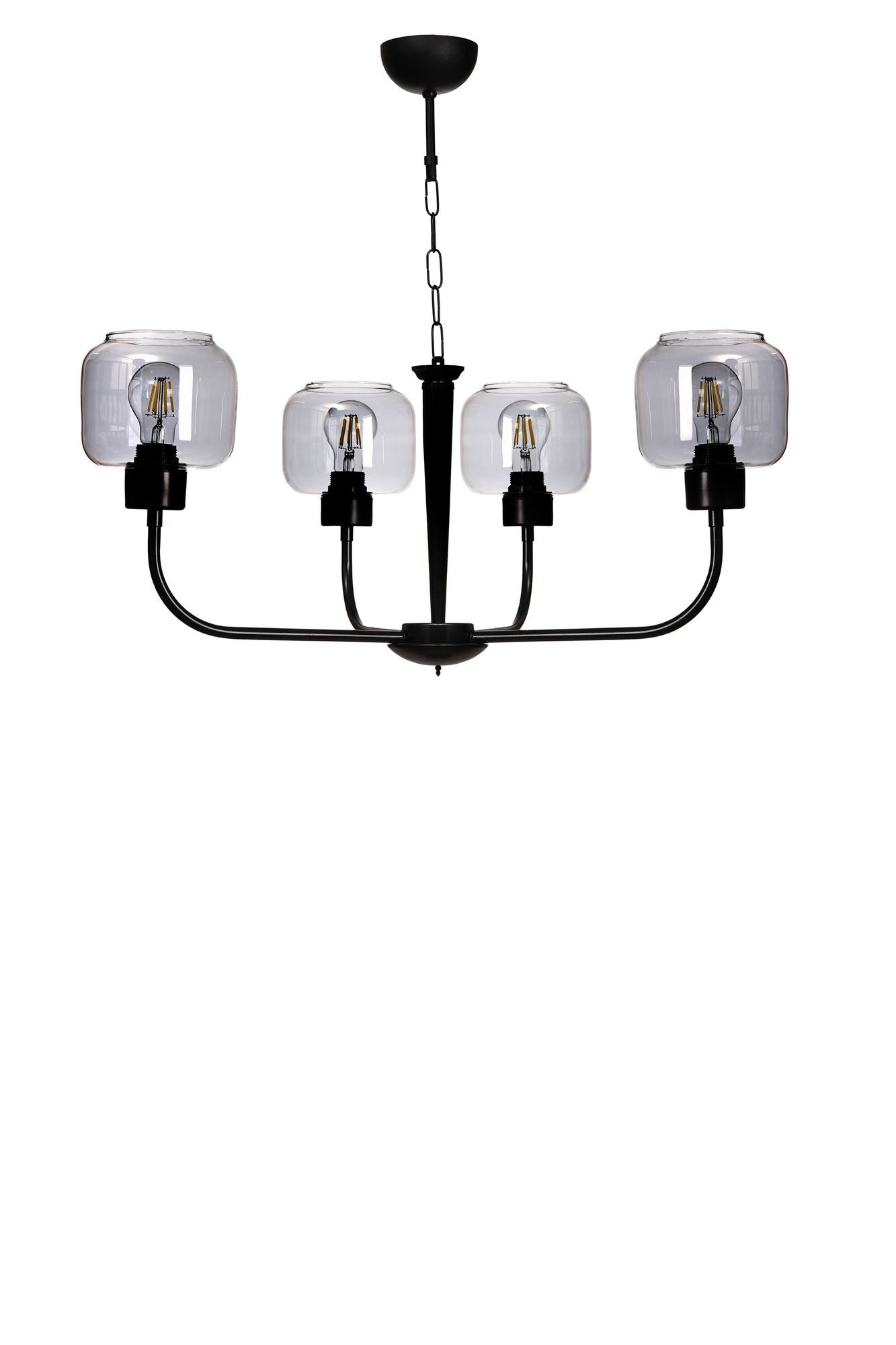 Candeeiro de Teto - 78 cm - Cinza e Preto - Metal e Vidro