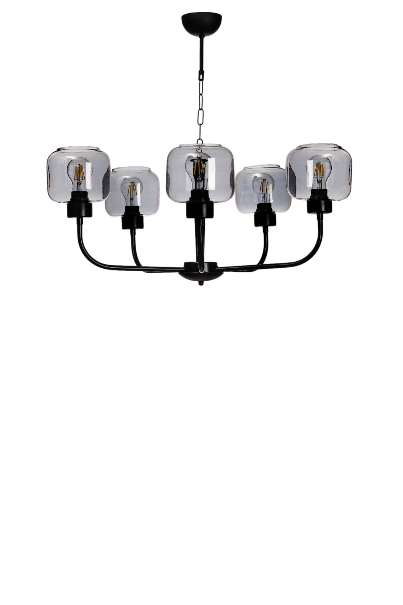 Candeeiro de Teto – Ø15 h:13 cm – Cinza e Preto – Metal e Vidro