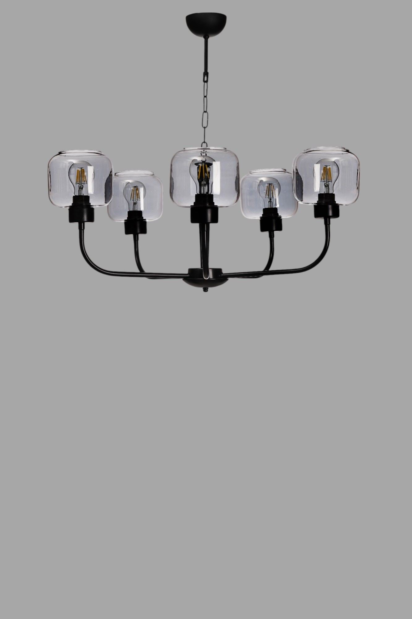 Candeeiro de Teto – Ø15 h:13 cm – Cinza e Preto – Metal e Vidro