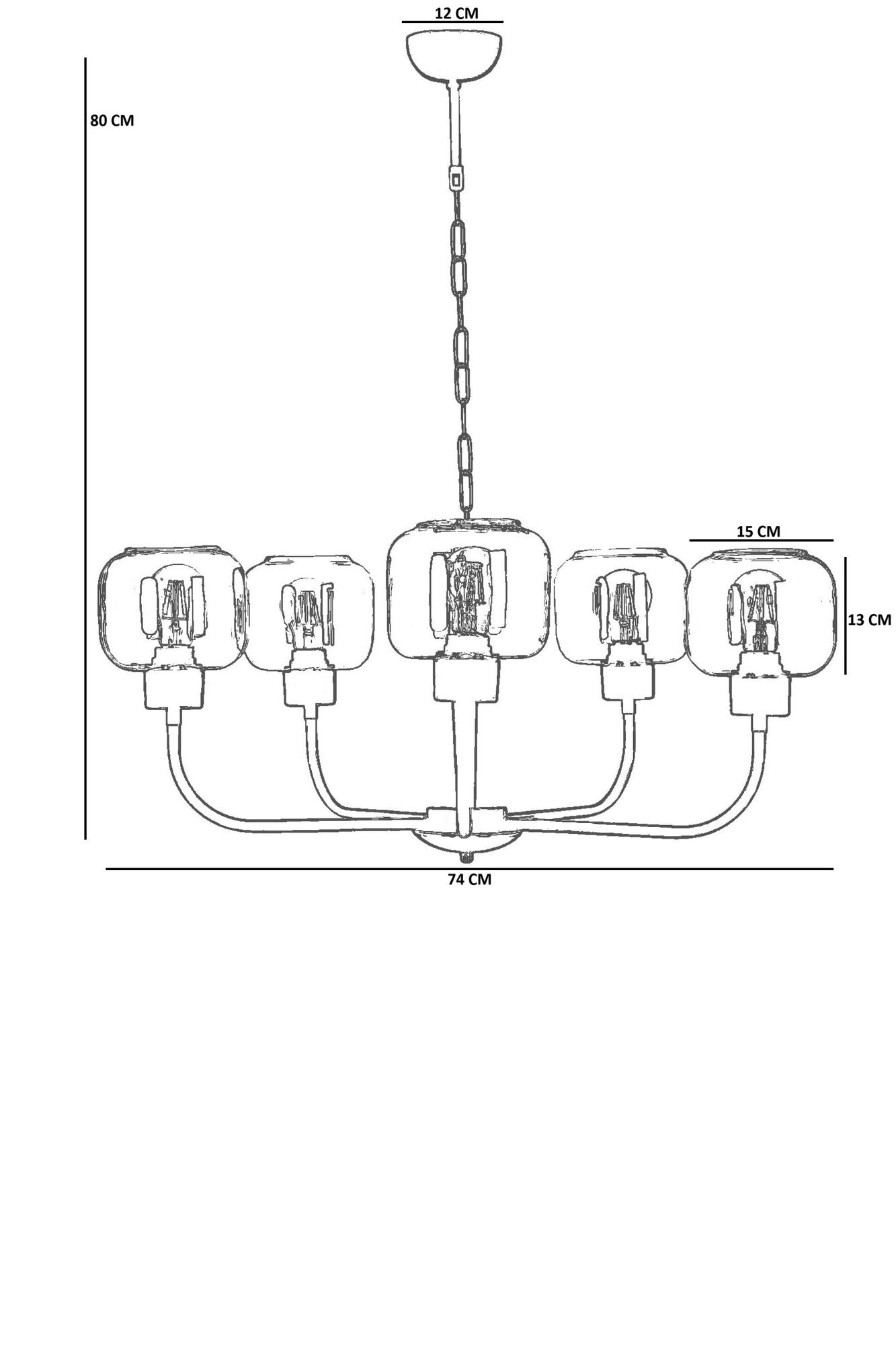 Candeeiro de Teto – Ø15 h:13 cm – Cinza e Preto – Metal e Vidro