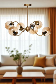 Candeeiro de Teto – 40-60 cm – Mel, Ouro – Metal e Vidro