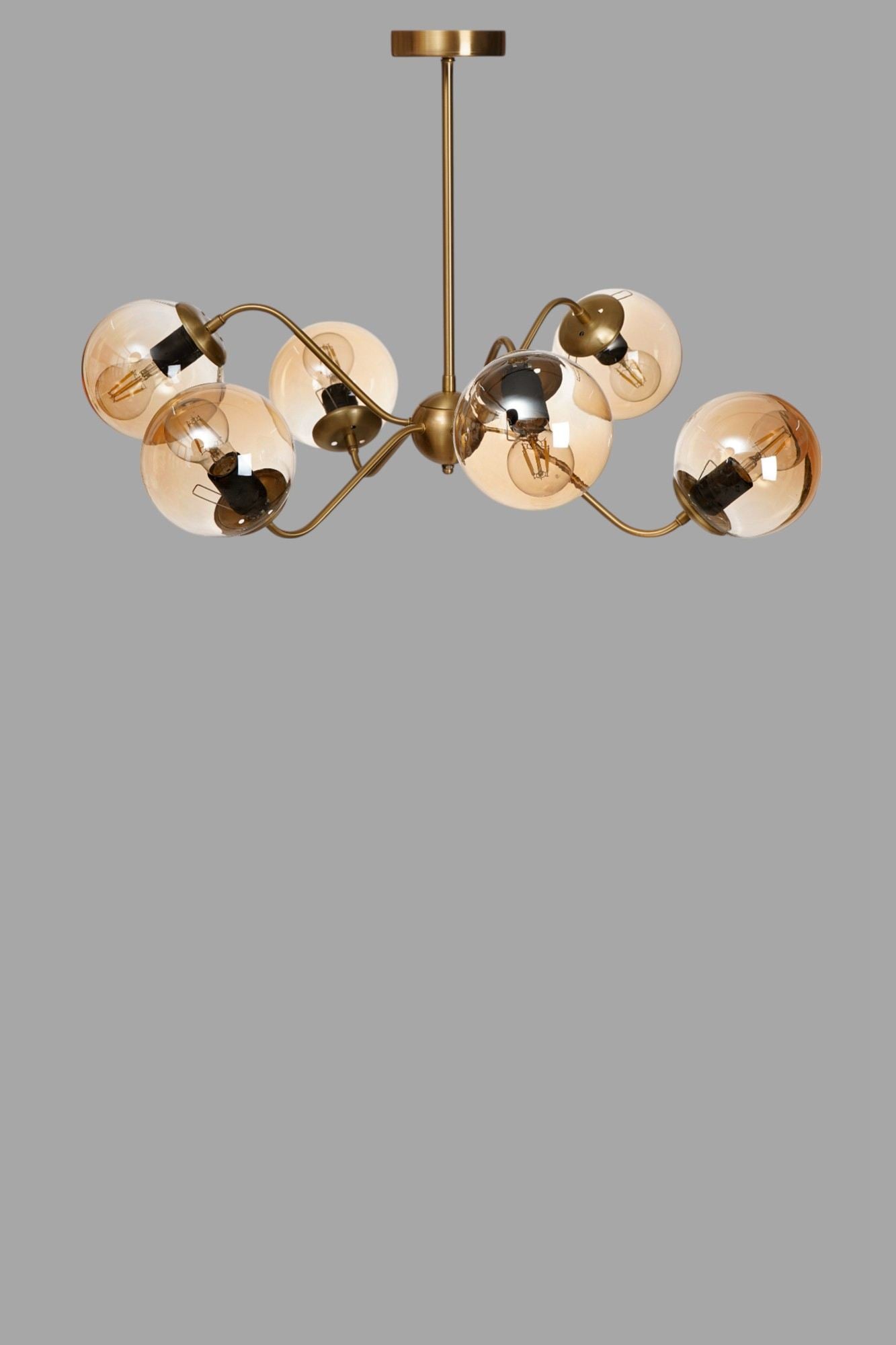 Candeeiro de Teto – 40-60 cm – Mel, Ouro – Metal e Vidro