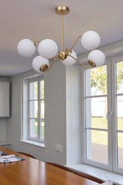 Candeeiro de Teto – 40-60 cm – Branco e Dourado – Metal e Vidro