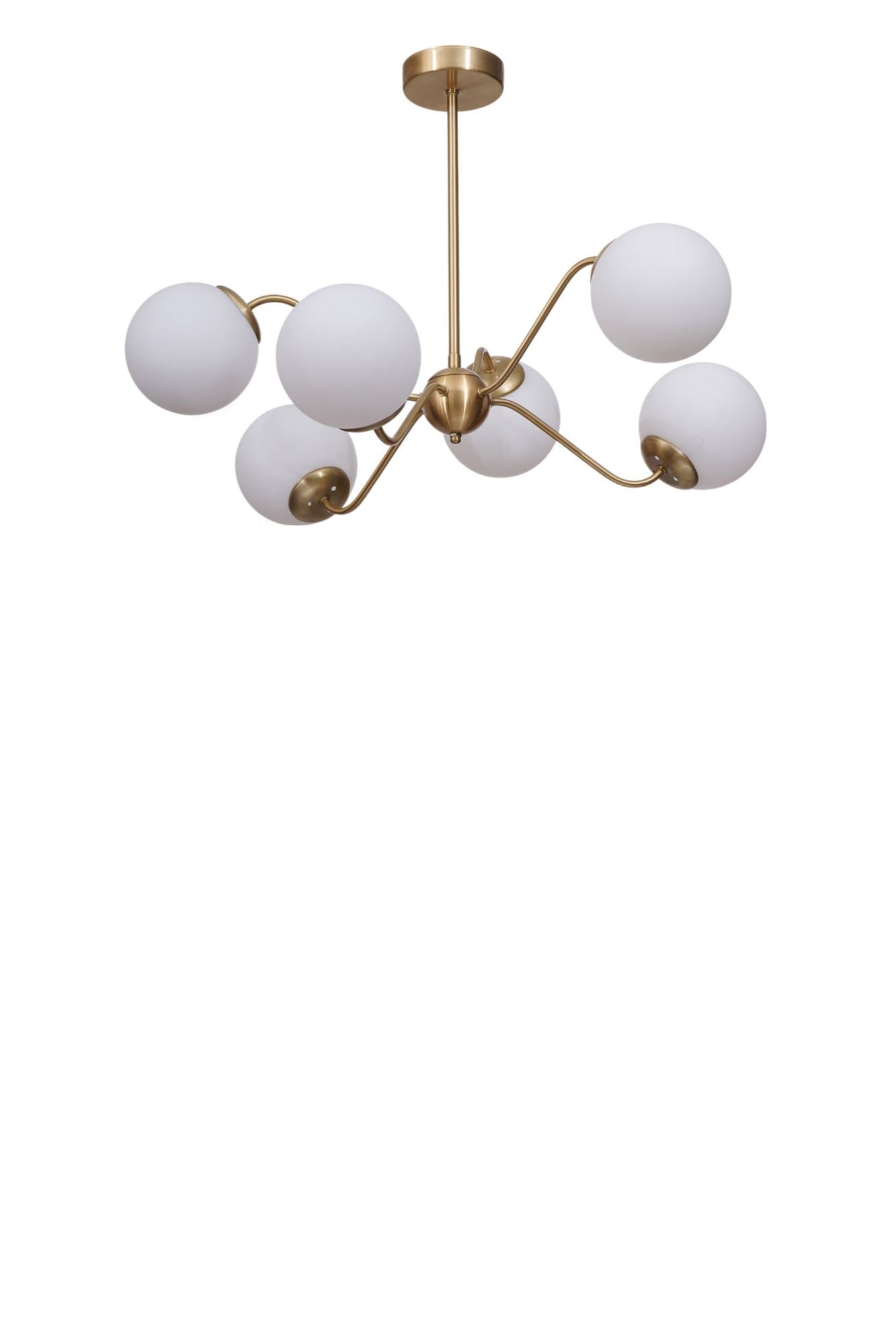 Candeeiro de Teto – 40-60 cm – Branco e Dourado – Metal e Vidro