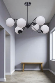 Candeeiro de Teto – 40-60 cm – Branco e Preto – Metal e Vidro