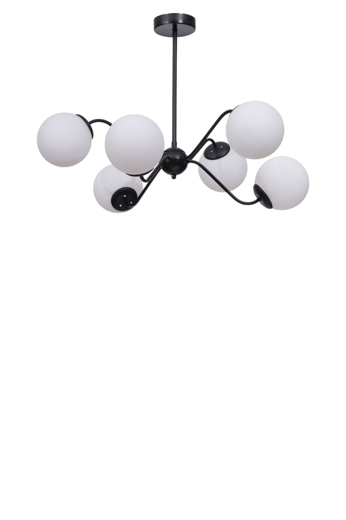 Candeeiro de Teto – 40-60 cm – Branco e Preto – Metal e Vidro