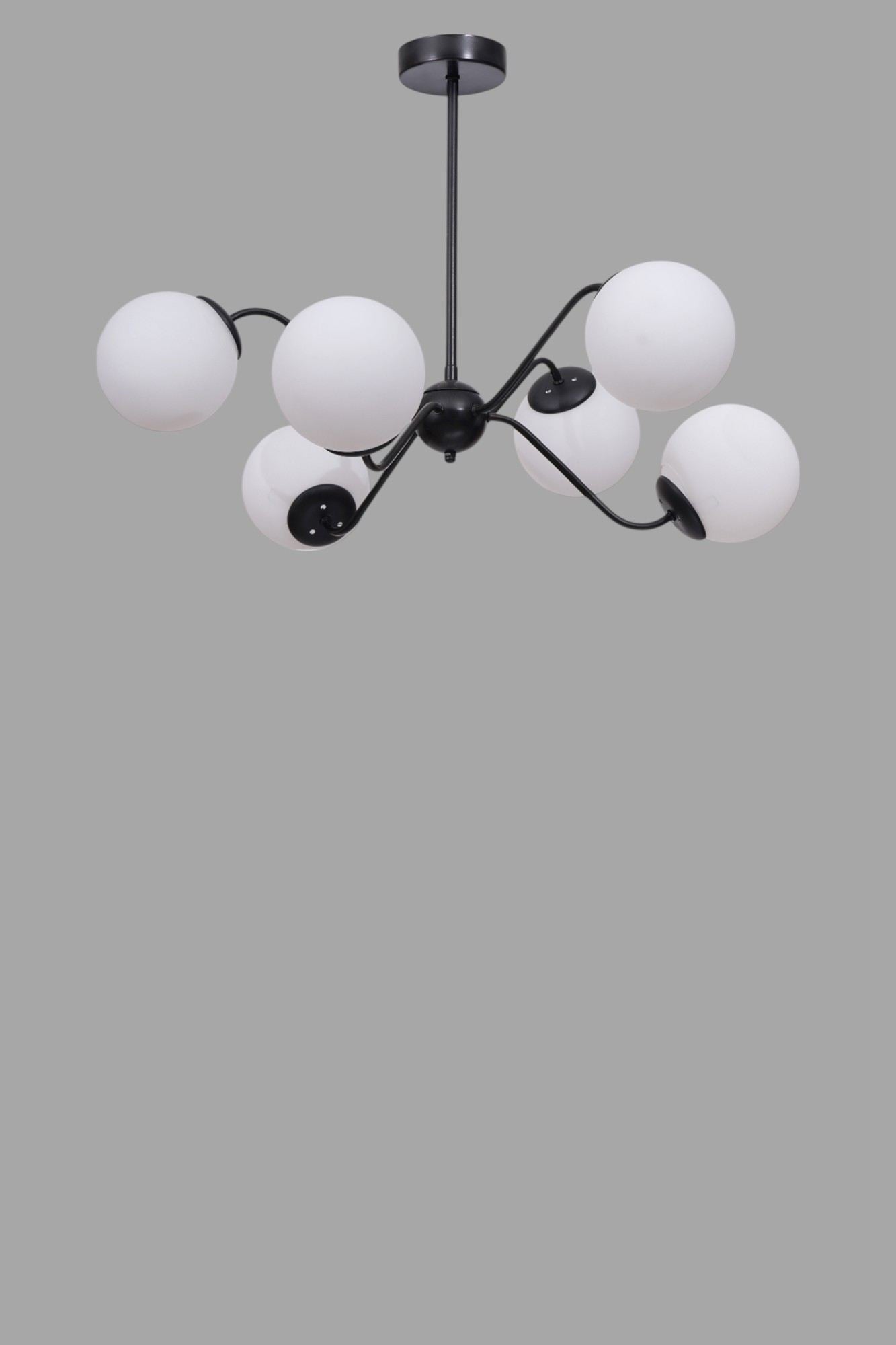 Candeeiro de Teto – 40-60 cm – Branco e Preto – Metal e Vidro