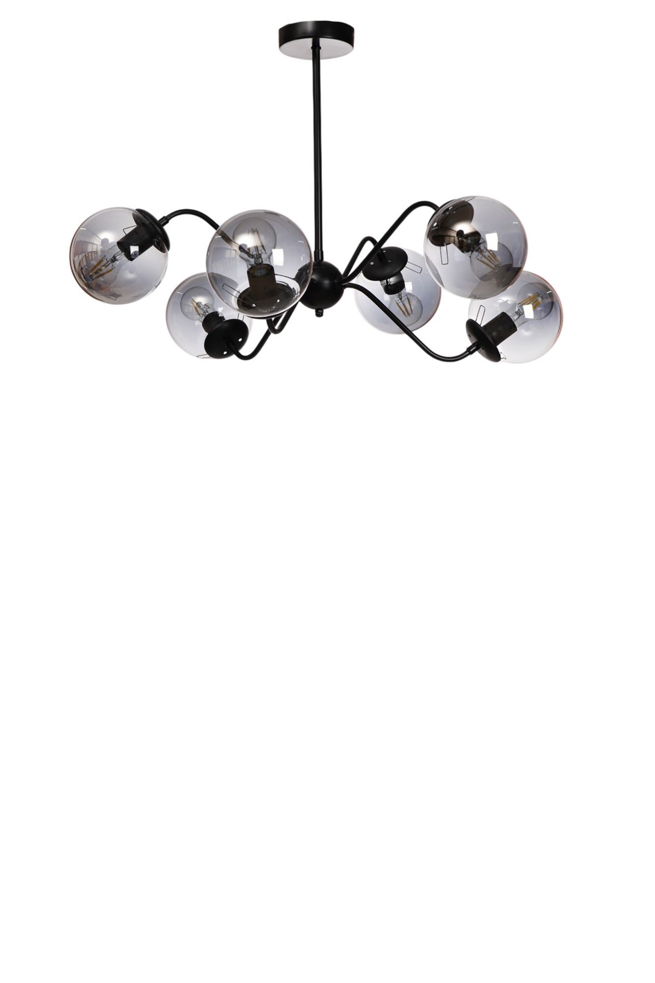 Candeeiro de Teto – 40-60 cm – Cinza e Preto – Metal e Vidro