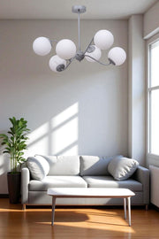 Candeeiro de Teto – 40-60 cm – Branco e Cinza – Metal e Vidro