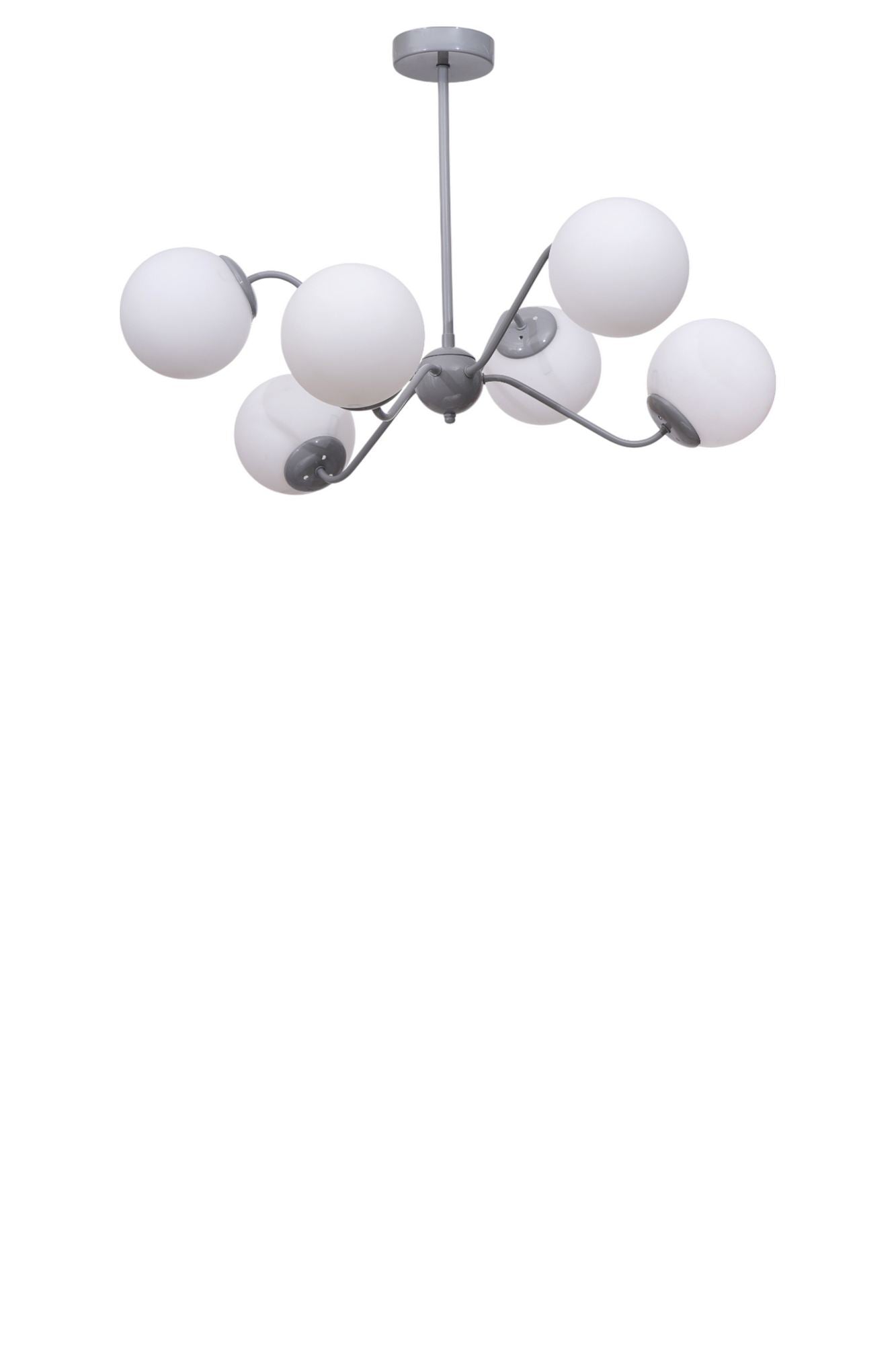 Candeeiro de Teto – 40-60 cm – Branco e Cinza – Metal e Vidro