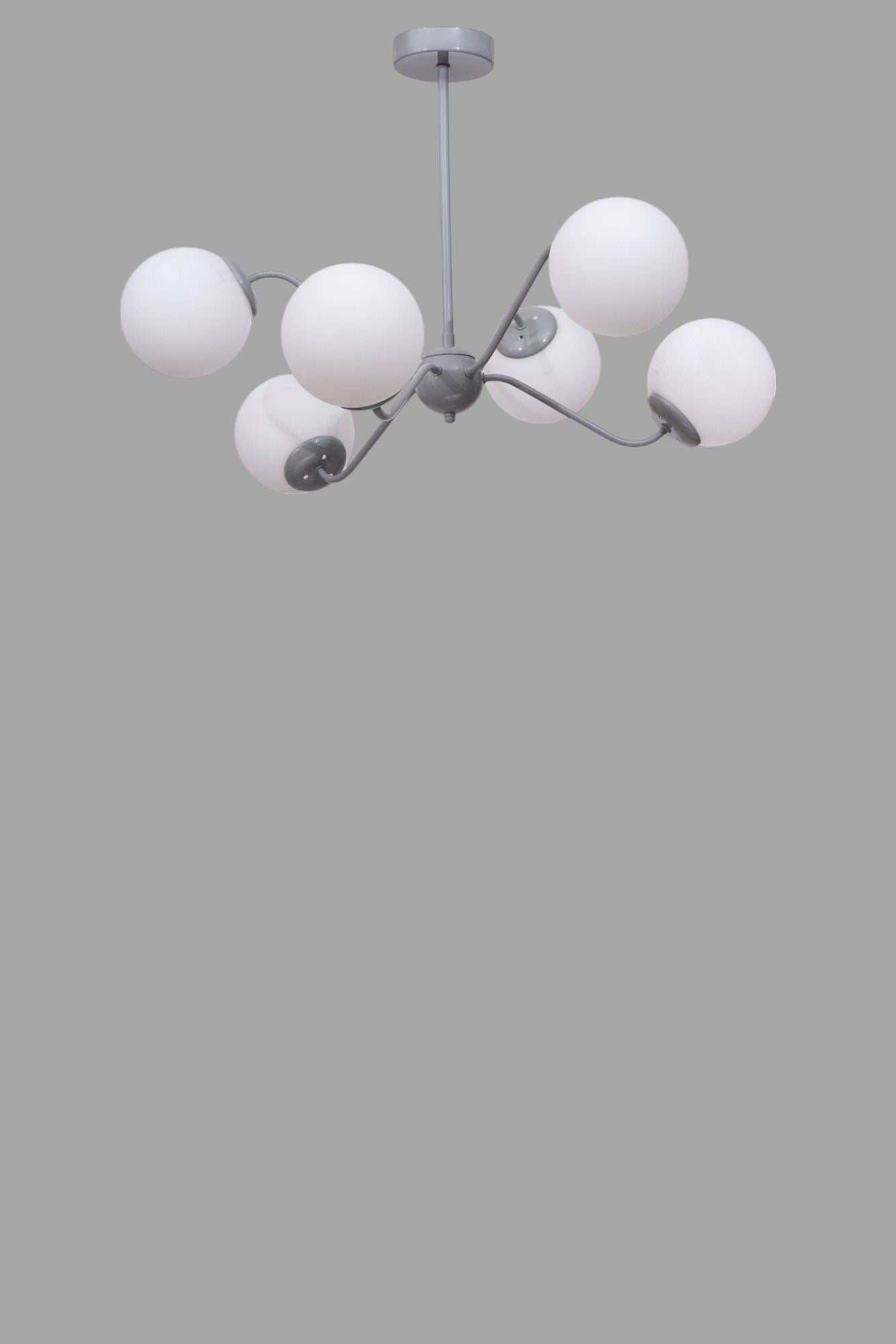 Candeeiro de Teto – 40-60 cm – Branco e Cinza – Metal e Vidro