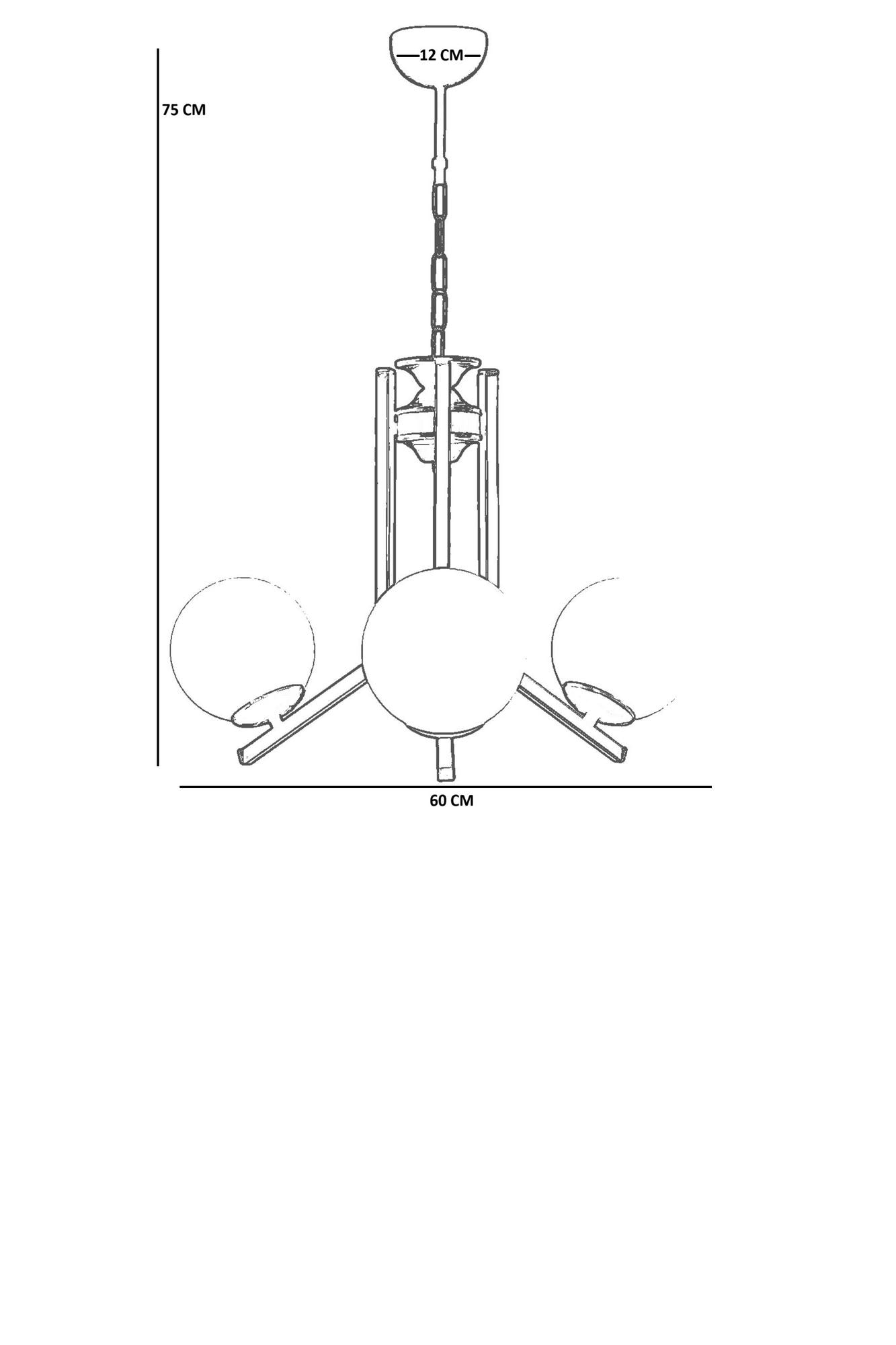 Candeeiro de Teto – 75 cm – Branco e Preto – Metal e Vidro