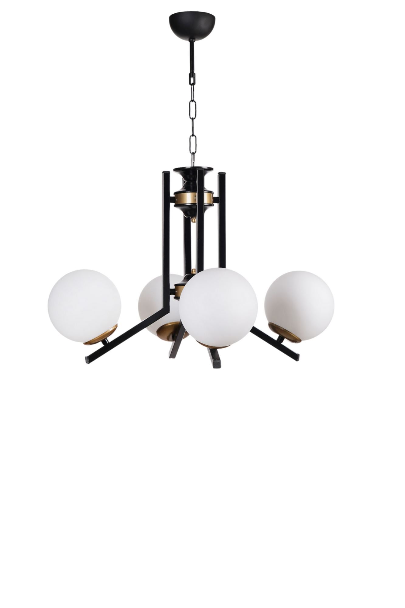 Candeeiro de Teto – Ø15 x h:15 cm – Branco e Preto – Metal e Vidro