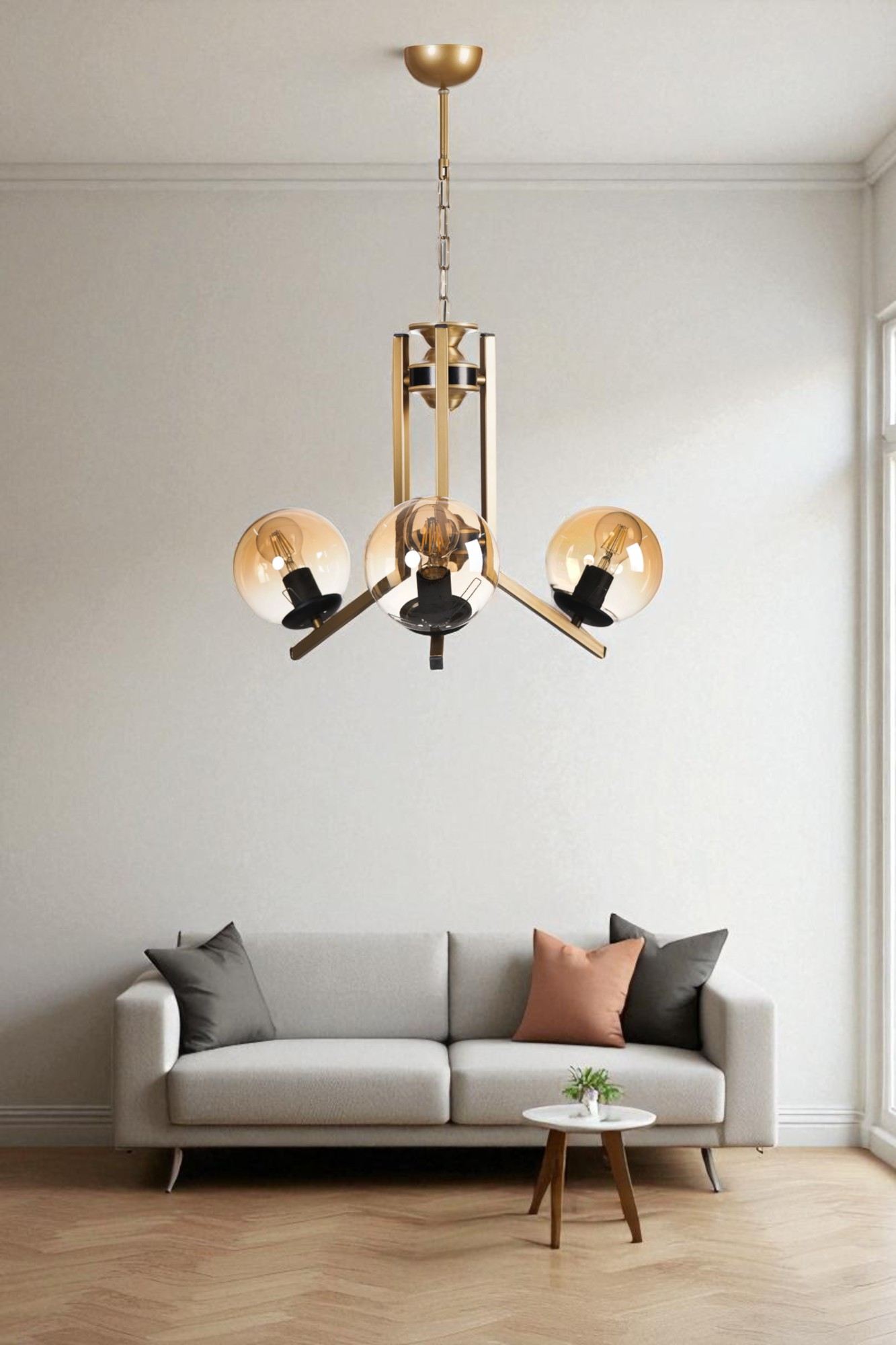 Candeeiro de Teto – Ø15 cm – Mel e Ouro – Metal e Vidro